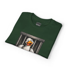 Load image into Gallery viewer, Silly Duck Behind Bars T-Shirt — "Got Too Silly" Funny Graphic Tee