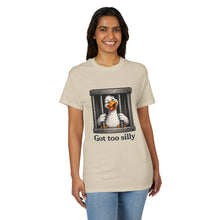 Load image into Gallery viewer, Silly Duck Behind Bars T-Shirt — "Got Too Silly" Funny Graphic Tee