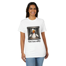 Load image into Gallery viewer, Silly Duck Behind Bars T-Shirt — "Got Too Silly" Funny Graphic Tee