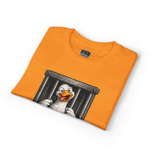 Load image into Gallery viewer, Silly Duck Behind Bars T-Shirt — "Got Too Silly" Funny Graphic Tee