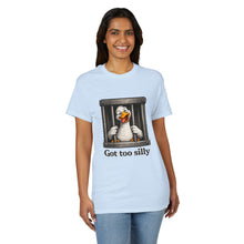 Load image into Gallery viewer, Silly Duck Behind Bars T-Shirt — "Got Too Silly" Funny Graphic Tee