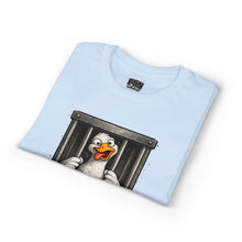 Load image into Gallery viewer, Silly Duck Behind Bars T-Shirt — "Got Too Silly" Funny Graphic Tee