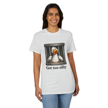 Load image into Gallery viewer, Silly Duck Behind Bars T-Shirt — "Got Too Silly" Funny Graphic Tee