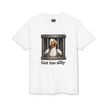 Load image into Gallery viewer, Silly Duck Behind Bars T-Shirt — "Got Too Silly" Funny Graphic Tee
