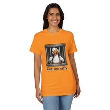 Load image into Gallery viewer, Silly Duck Behind Bars T-Shirt — "Got Too Silly" Funny Graphic Tee
