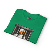 Load image into Gallery viewer, Silly Duck Behind Bars T-Shirt — "Got Too Silly" Funny Graphic Tee
