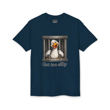 Load image into Gallery viewer, Silly Duck Behind Bars T-Shirt — "Got Too Silly" Funny Graphic Tee
