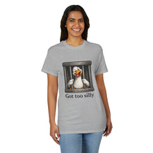 Load image into Gallery viewer, Silly Duck Behind Bars T-Shirt — "Got Too Silly" Funny Graphic Tee

