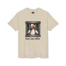 Load image into Gallery viewer, Silly Duck Behind Bars T-Shirt — "Got Too Silly" Funny Graphic Tee

