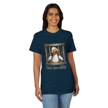 Load image into Gallery viewer, Silly Duck Behind Bars T-Shirt — "Got Too Silly" Funny Graphic Tee
