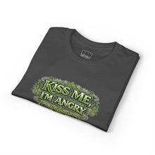 Load image into Gallery viewer, Kiss Me I'm Angry T-Shirt — Funny St. Patrick’s Day Green Graphic Tee
