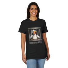 Load image into Gallery viewer, Silly Duck Behind Bars T-Shirt — "Got Too Silly" Funny Graphic Tee
