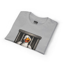 Load image into Gallery viewer, Silly Duck Behind Bars T-Shirt — "Got Too Silly" Funny Graphic Tee
