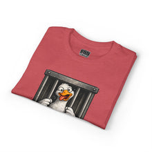 Load image into Gallery viewer, Silly Duck Behind Bars T-Shirt — "Got Too Silly" Funny Graphic Tee
