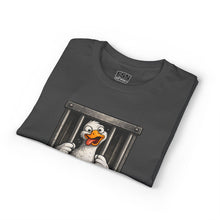 Load image into Gallery viewer, Silly Duck Behind Bars T-Shirt — "Got Too Silly" Funny Graphic Tee
